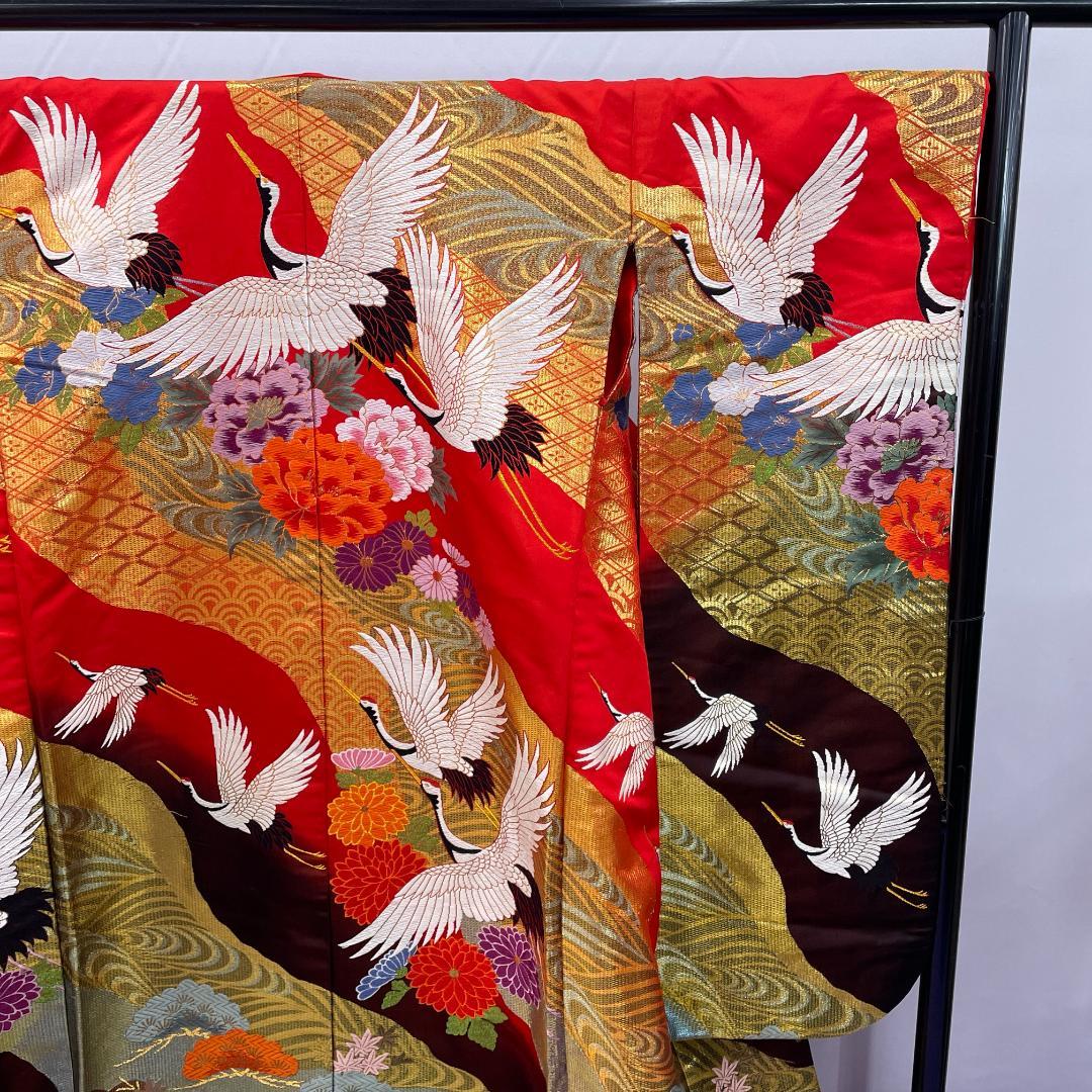 r*o様 オY★2378★ 色打掛 豪華 赤 鶴 金彩 婚礼衣装 新婦 結婚式