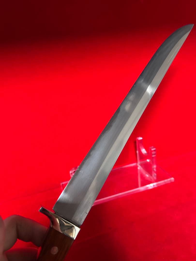 01576 包丁　先丸　鉈　剣鉈　大道工具　玉鋼製　甲伏鍛　箱付　未使用品