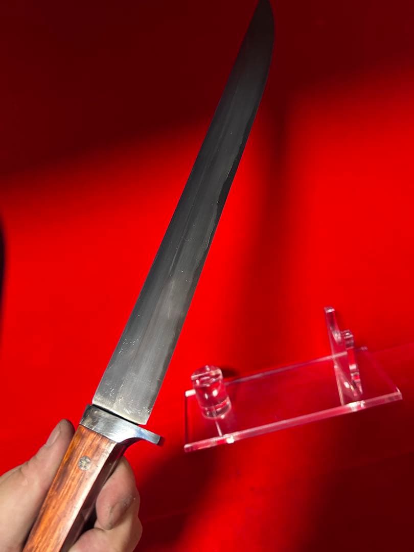 01576 包丁　先丸　鉈　剣鉈　大道工具　玉鋼製　甲伏鍛　箱付　未使用品