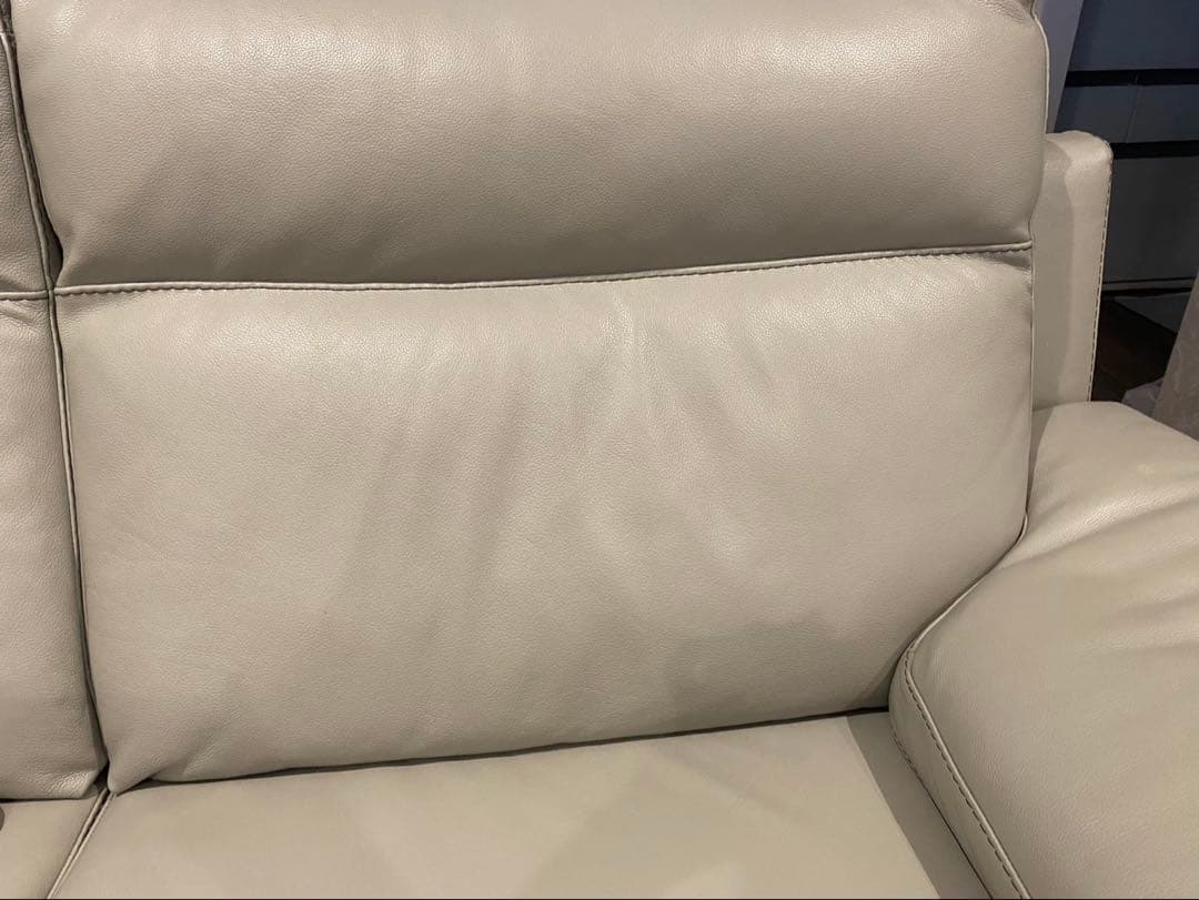 【美品】CALIA イタリア製ソファー　総本革　2人掛け　ベージュレザー