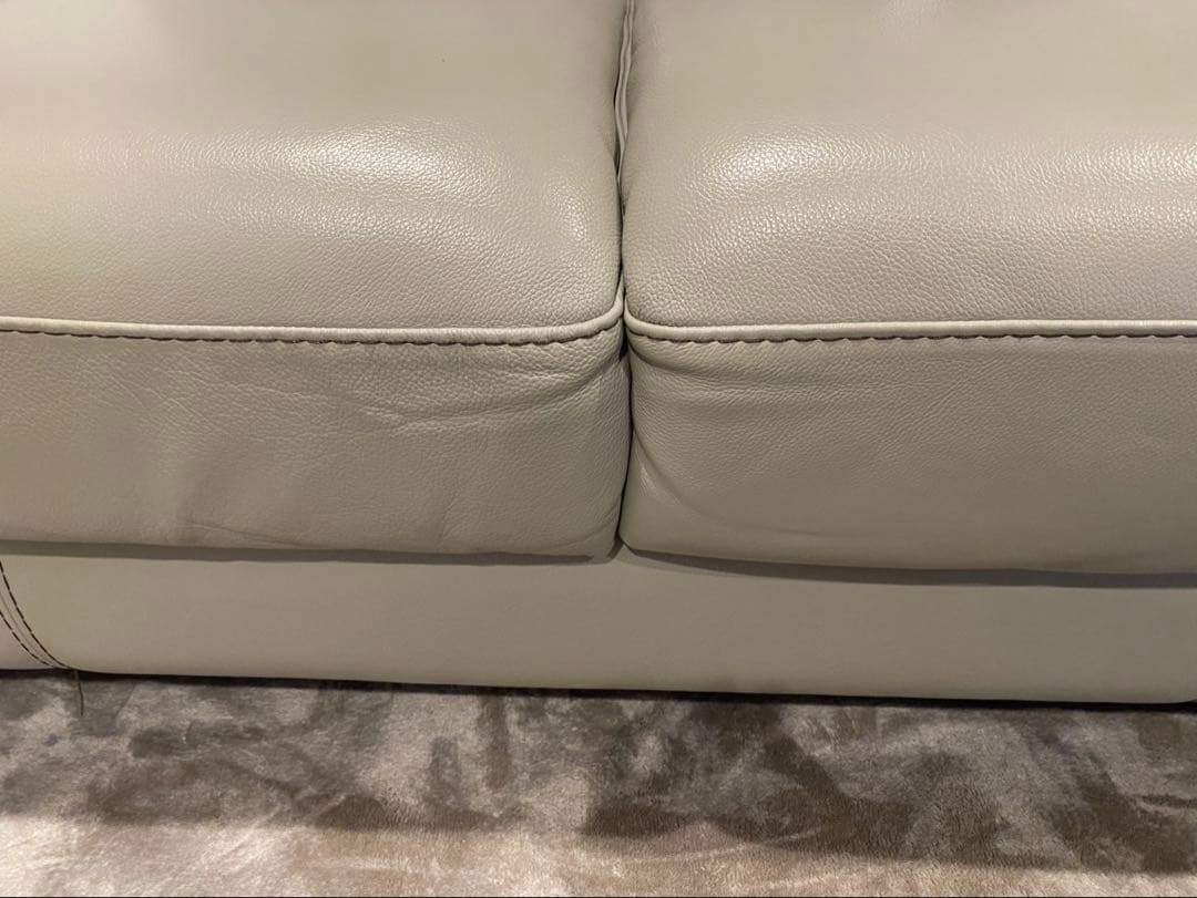 【美品】CALIA イタリア製ソファー　総本革　2人掛け　ベージュレザー