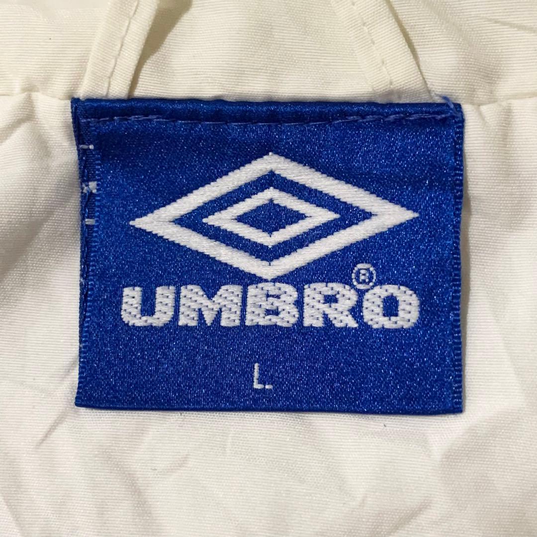 90s古着UMBROナイロンジャケット刺繍口ゴテープロゴホワイトDB392