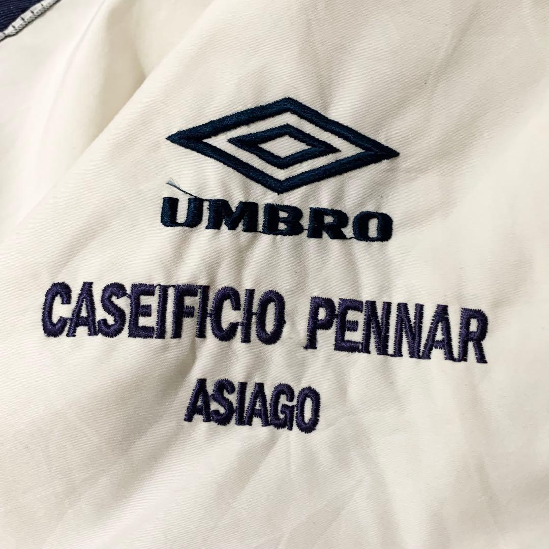 90s古着UMBROナイロンジャケット刺繍口ゴテープロゴホワイトDB392