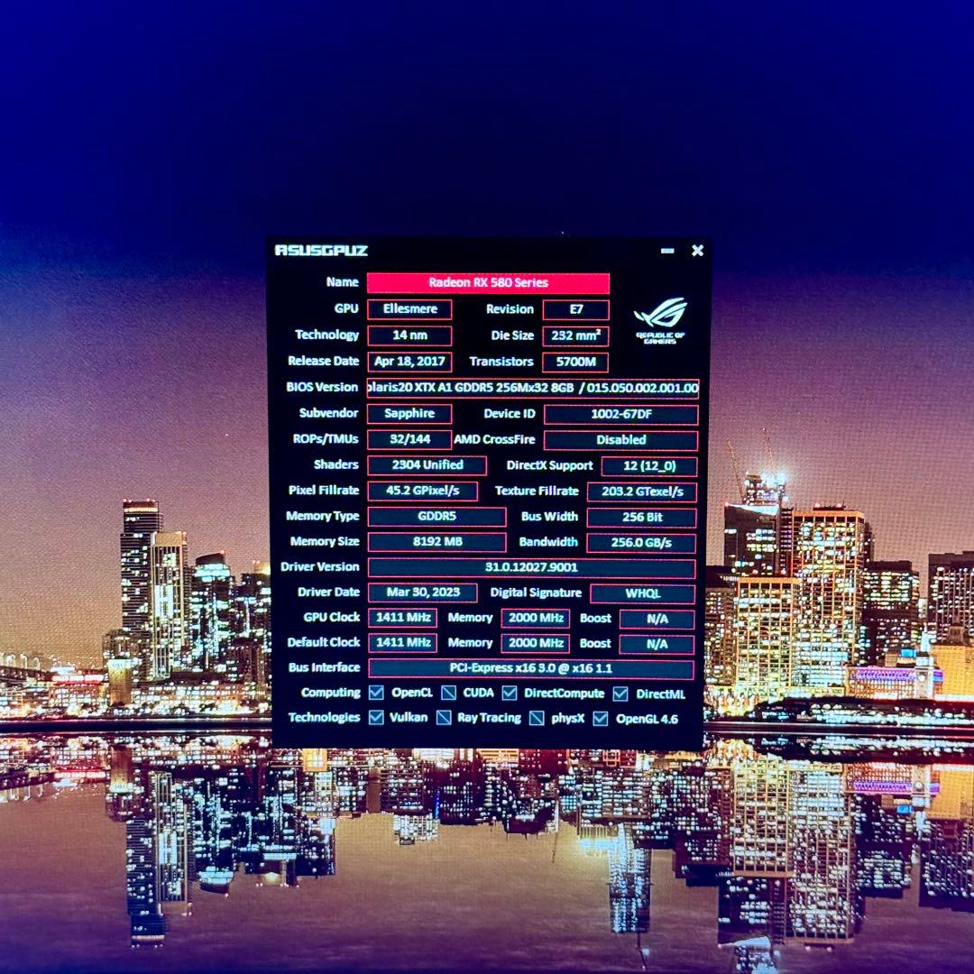 グラフィックボード・グラボ・ビデオカード Radeon RX580 8GB