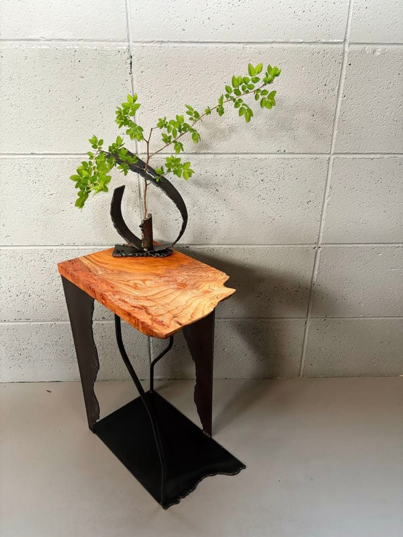 欅サイドテーブルコーヒーテーブルナイトテーブル観葉植物置き飾り台インダストリアル