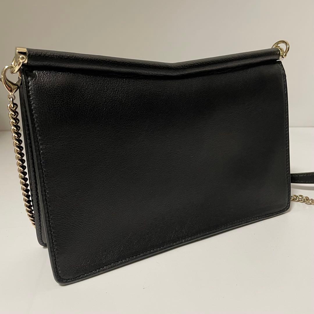 ✨️未使用保管✨️ Jimmy Choo ショルダーバッグ　チェーン　レザー　黒