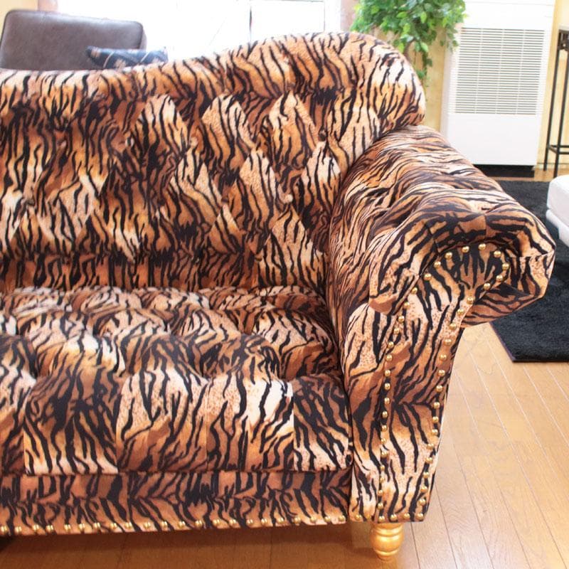 虎柄ソファ 幅210cm タイガー ラグジュアリー 丸脚 143-137-001