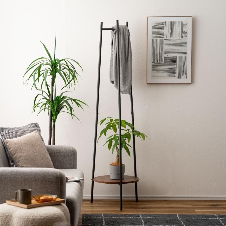 ミニマル ハンガーラック 棚付き コートハンガー 収納 洋服かけ コート掛け