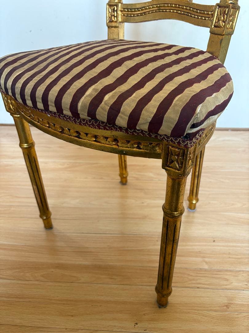 アンティークチェア　サロンチェア　ダイニングチェア　ゴールド　当時物　②