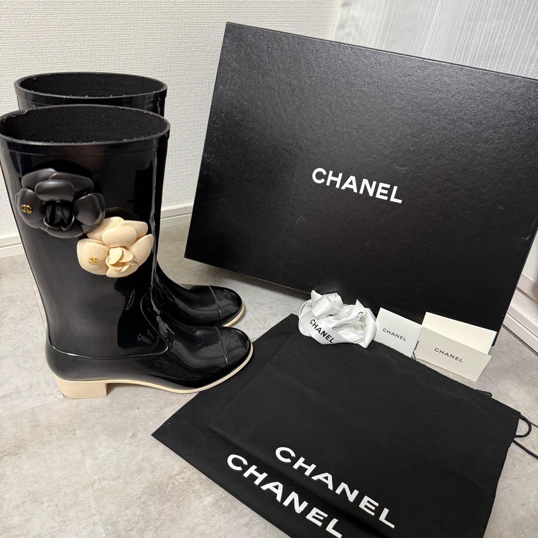 【美品❗️】CHANELレインブーツ　カメリア　ココマーク