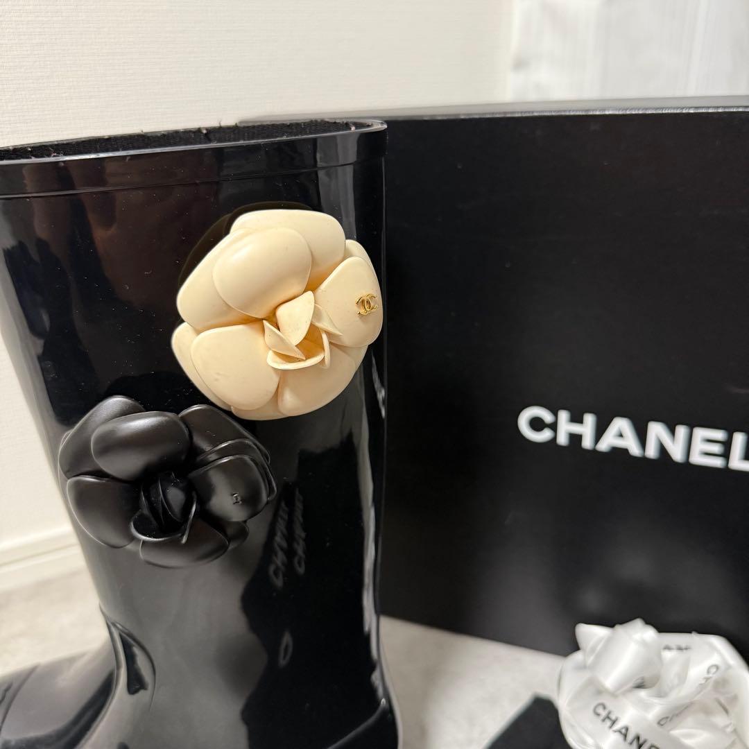 【美品❗️】CHANELレインブーツ　カメリア　ココマーク