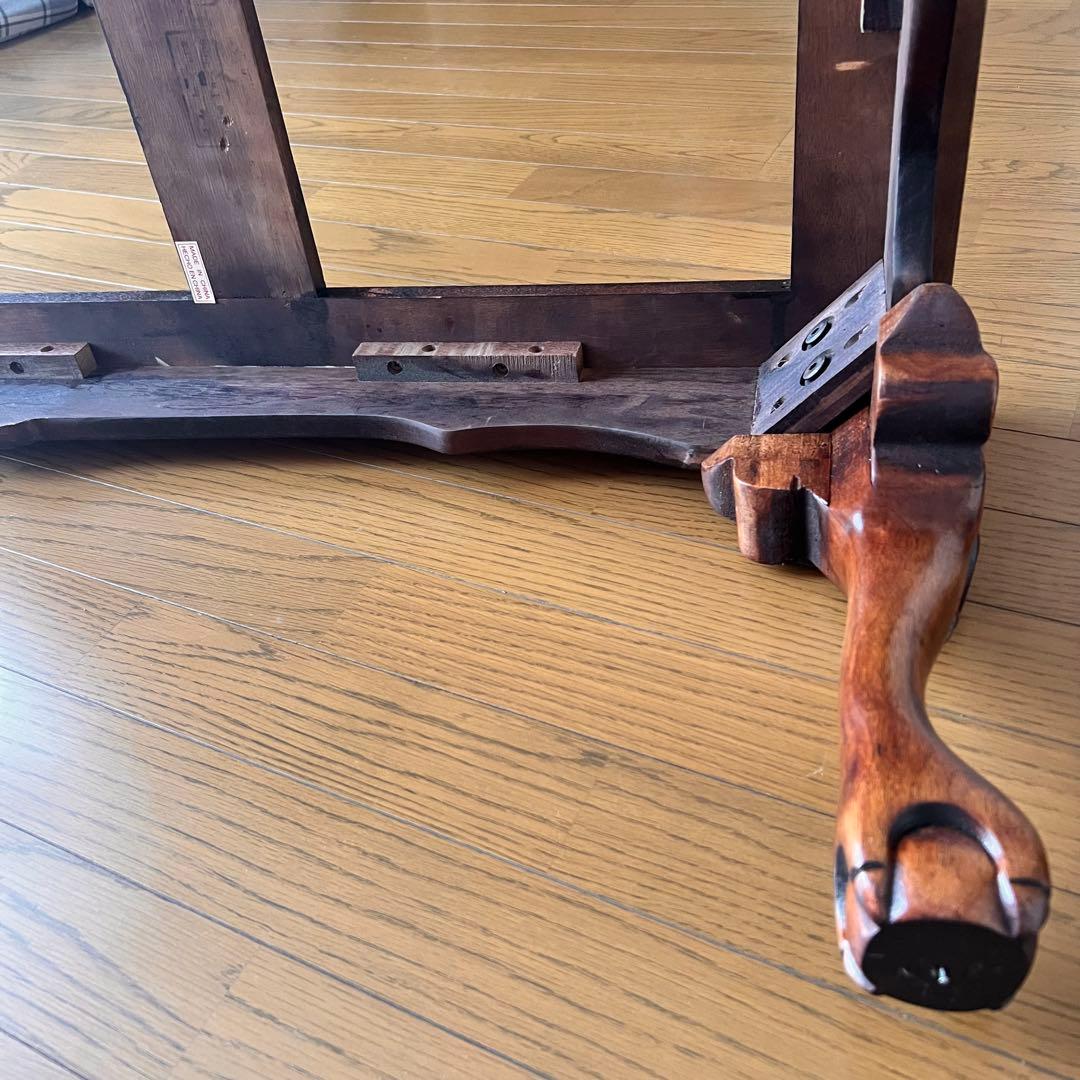 木製座卓 ガラス天板 ダークブラウン アンティークテーブル アメリカ輸入家具