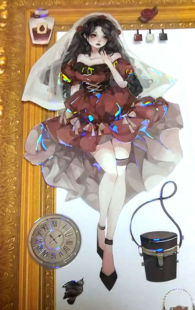 J711＃红玫瑰庄园(贝壳光)迷雾森林切り売り海外人物マステ女の子