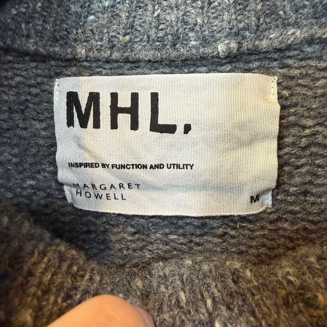 美品マーガレットハウエル　カーディガン　ウールリネン　リブニット　長袖　グレー