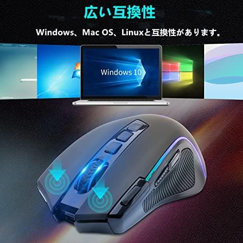 e元素2.4Gワイヤレスゲーミングマウス RGBバックライト付き 9つプログラm