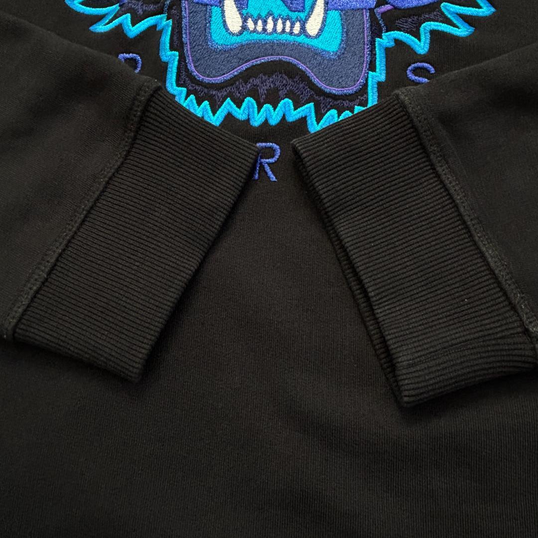 【名作・美品】KENZOケンゾー/スエット/刺繍ブルータイガー/ブラック/2XL