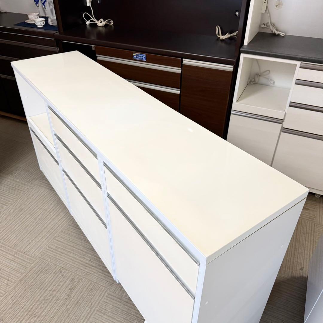 【お買い得‼️】大川家具 180cm幅キッチンカウンター 2連ダストボックス付き