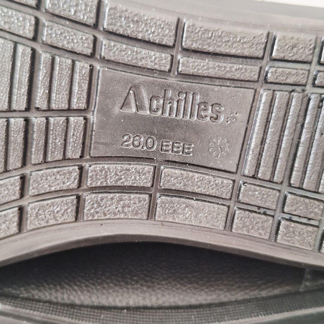 【新品】 アキレスソルボ 牛革 ゴム紐 スリッポン 26 メンズ 黒 3E