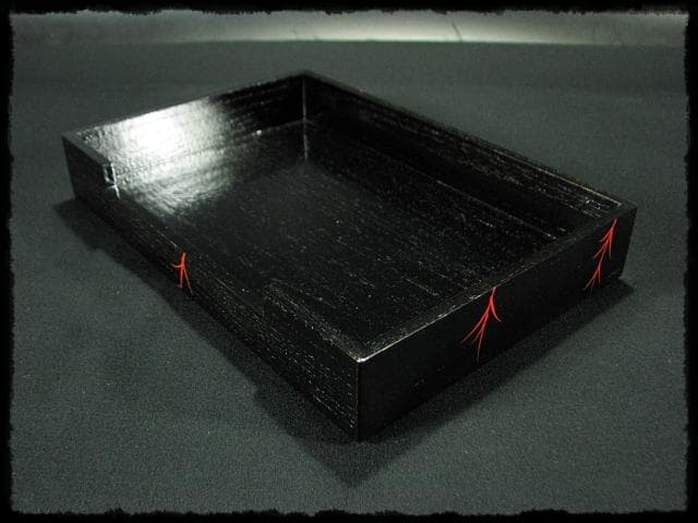 鵬雲斎好 田楽 菓子器 加州 賀峰 朱柳 掻合塗 三段重 裏千家茶道具 f301