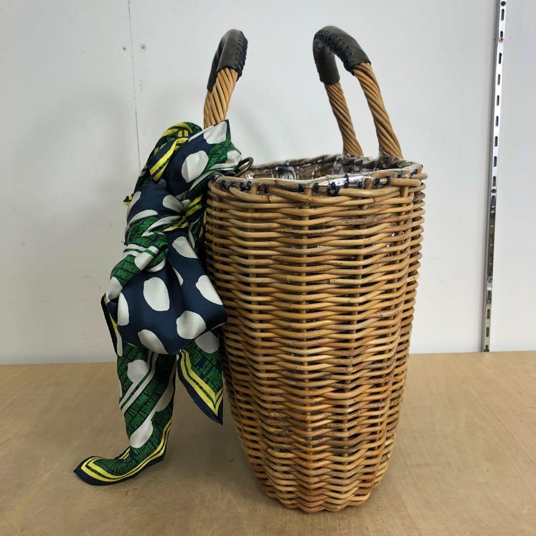 美品 eb・a・gosエバゴス かごバッグ スカーフ ミラー 付き レザー