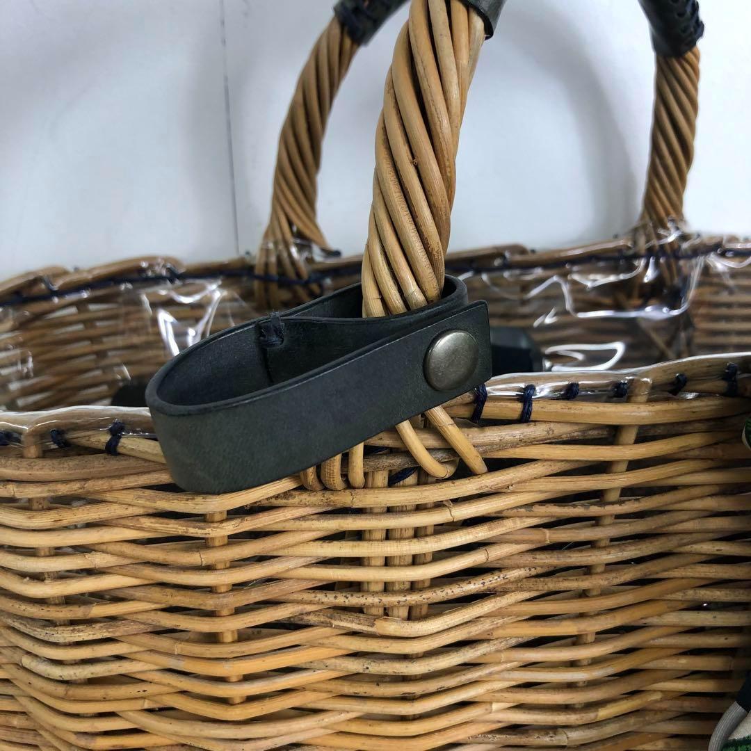 美品 eb・a・gosエバゴス かごバッグ スカーフ ミラー 付き レザー