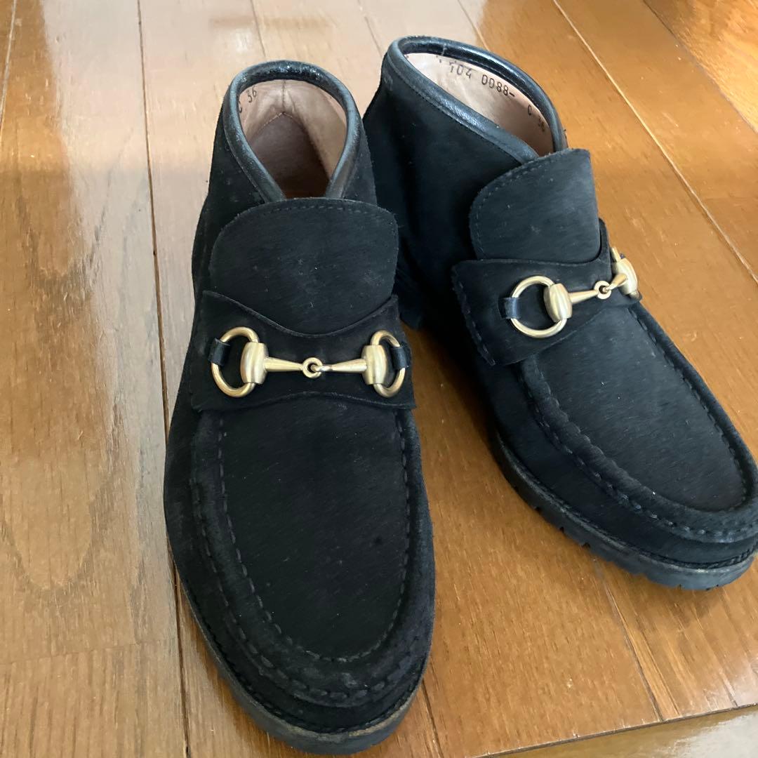 グッチ　GUCCI スウェードビット　ハイカットローファー　C３６