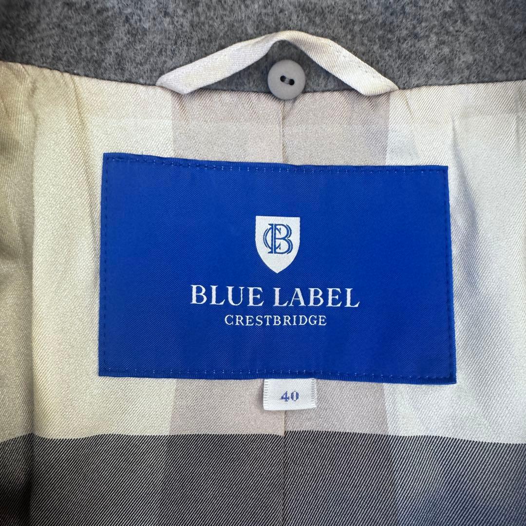 希少 40 L ブルーレーベルクレストブリッジ ウール ロング コート グレー