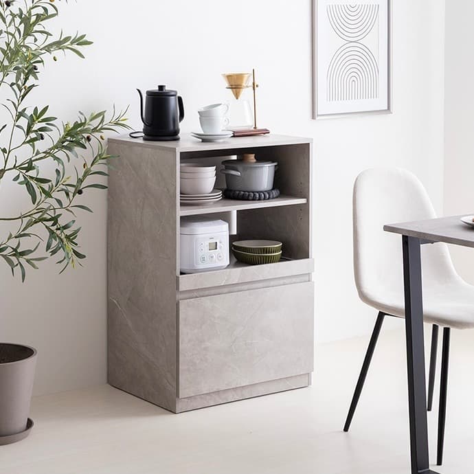 【幅60cm】Topu コンパクトキッチン収納 スライド コンセント レンジ台