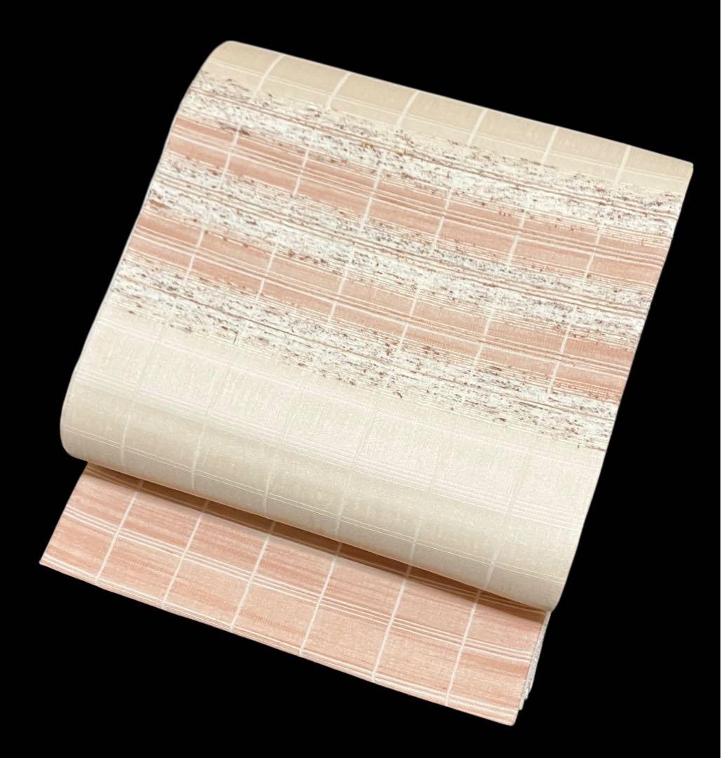 弥栄織物 スリーシーズン 袋帯 六通柄 正絹 ぜんまい紬 未使用 イ6325