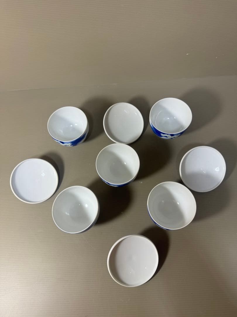 2386 深川製磁　白い花　湯呑　蓋付き　5客　未使用