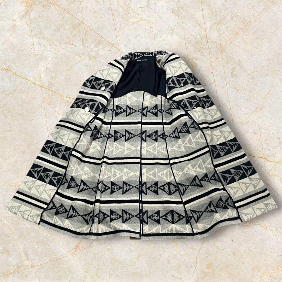 ◎90s/ネイティブ柄◎ラルフローレン★9号　M相当★ウール　コート★幾何学模様