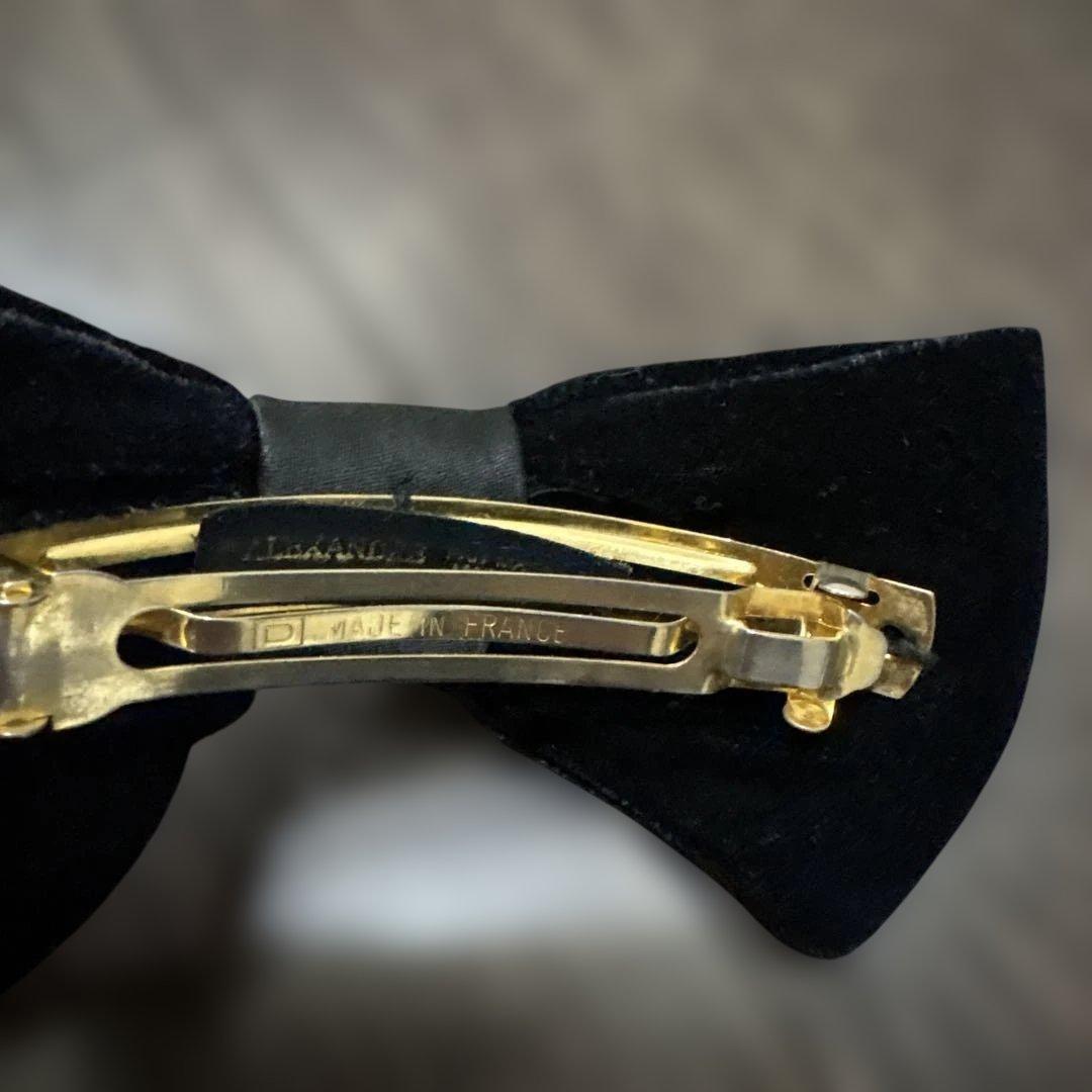 黒　ヘアアクセサリー　アレクサンドル　リボン　バレッタ