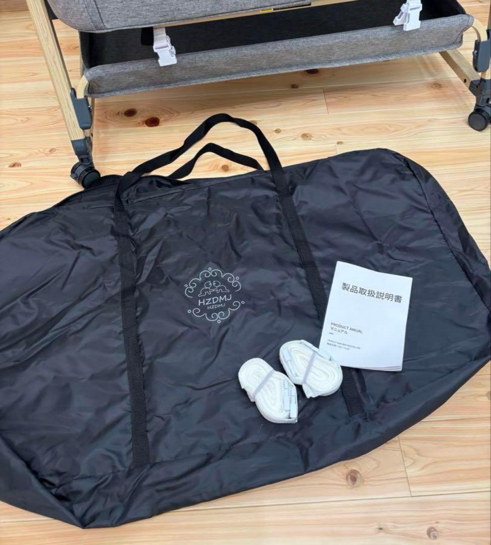 HZDMJベビーベッド 添い寝 折りたたみ ハイローベッド 高さ調節可能 美品