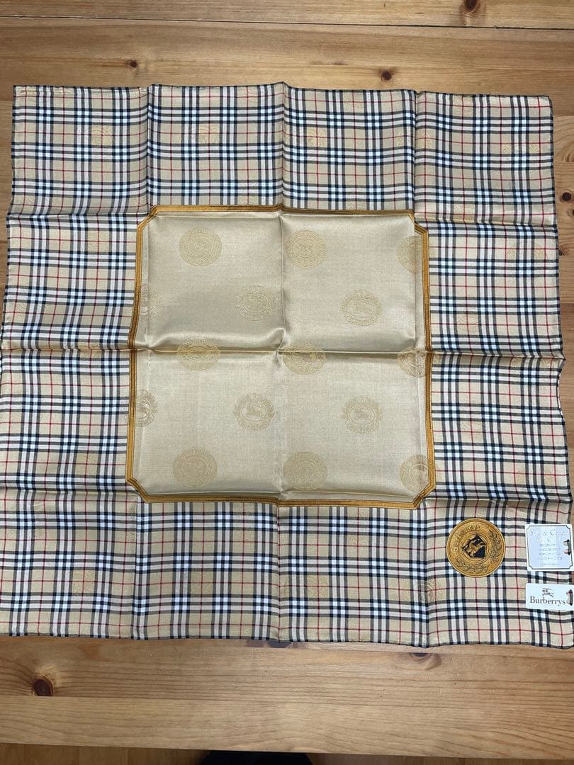 s*y様 シルク・コットンBurberrys チェック柄ハンカチ ーフ4枚セット