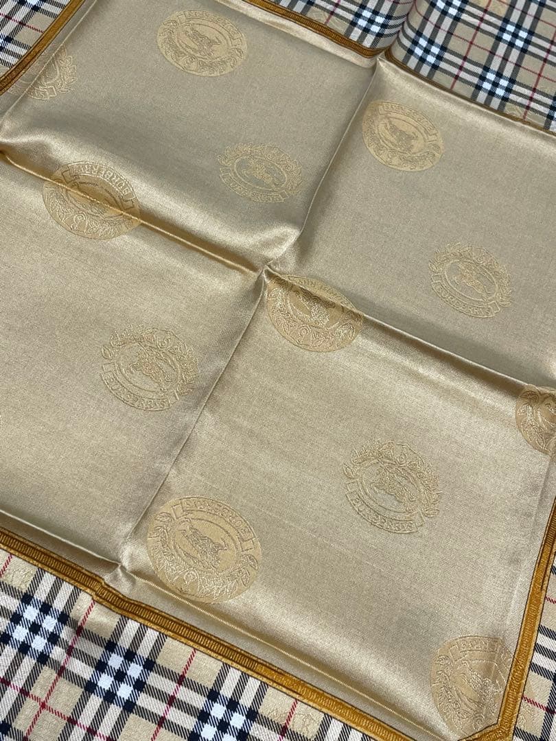 s*y様 シルク・コットンBurberrys チェック柄ハンカチ ーフ4枚セット