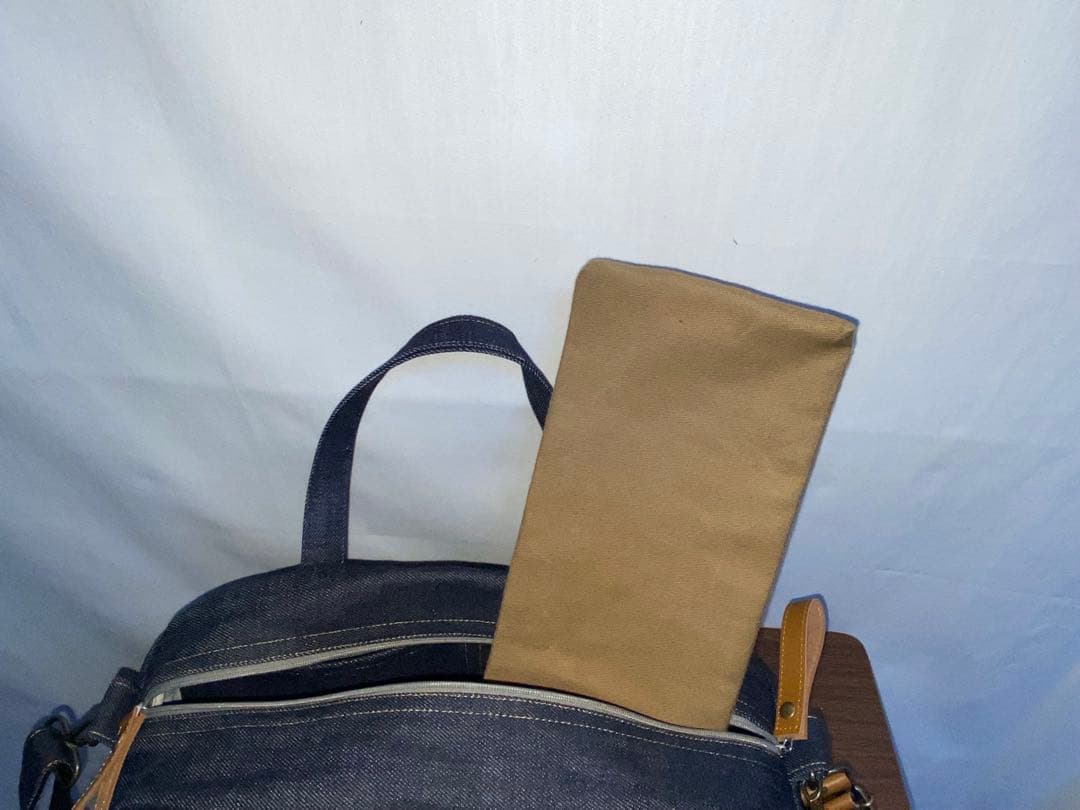 ハンドメイド☆岡山デニム☆ダックスフンド☆3way横長ボストンバッグ