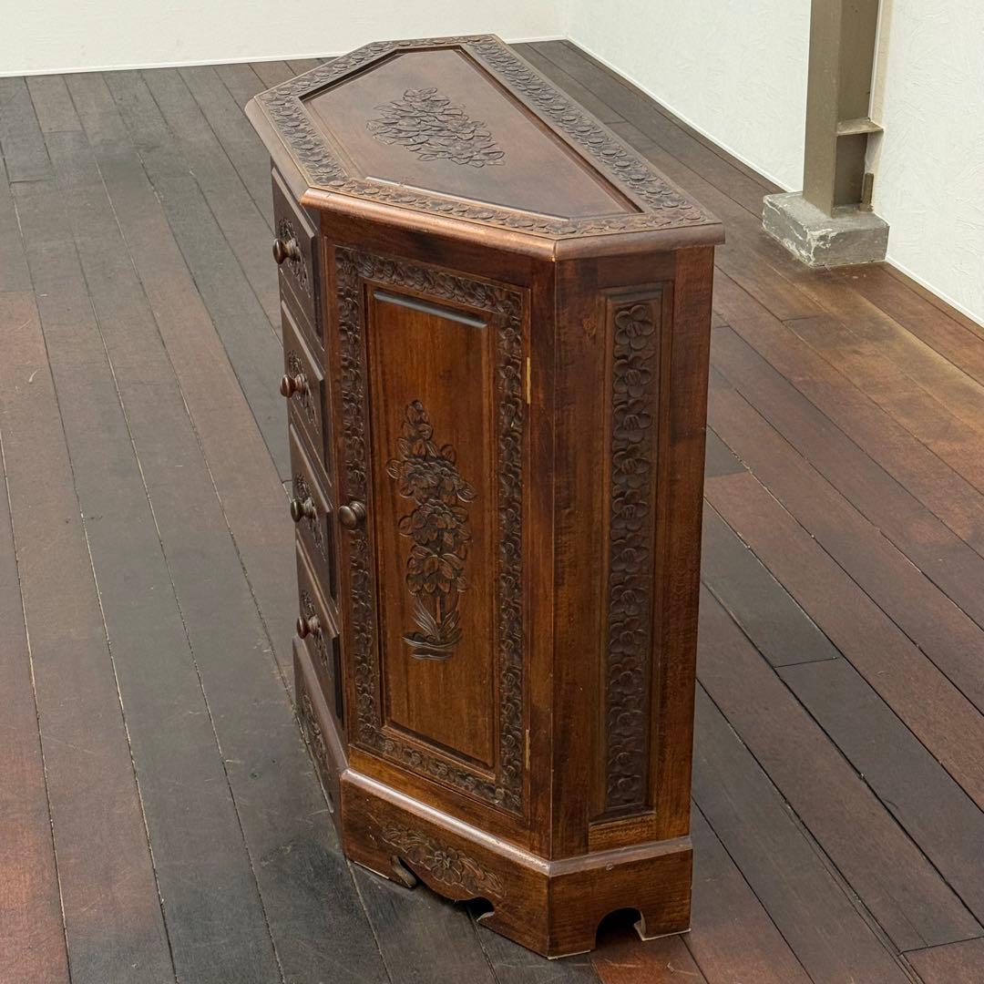 H21K31 アジアン家具 彫刻 キャビネット