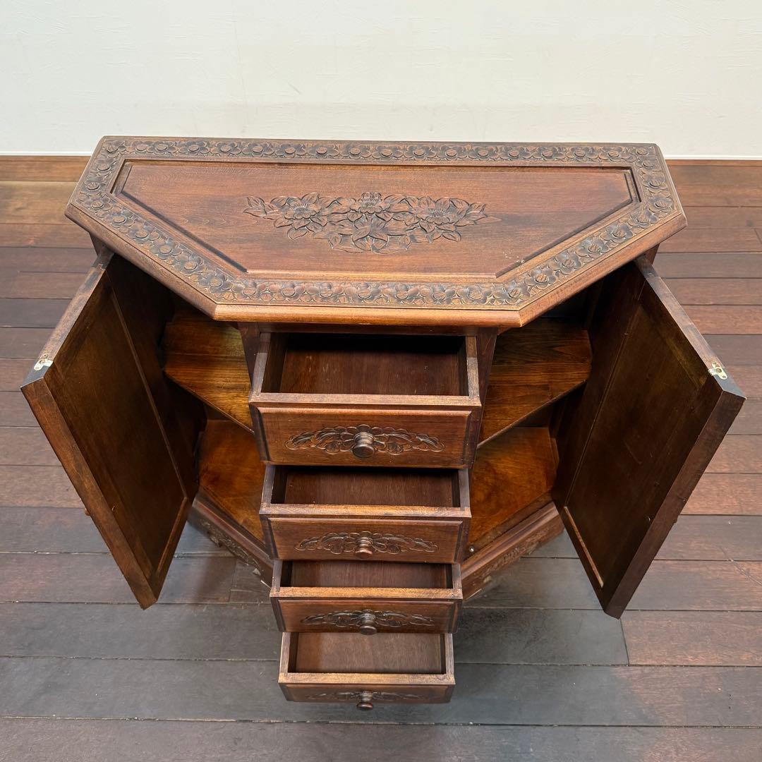 H21K31 アジアン家具 彫刻 キャビネット