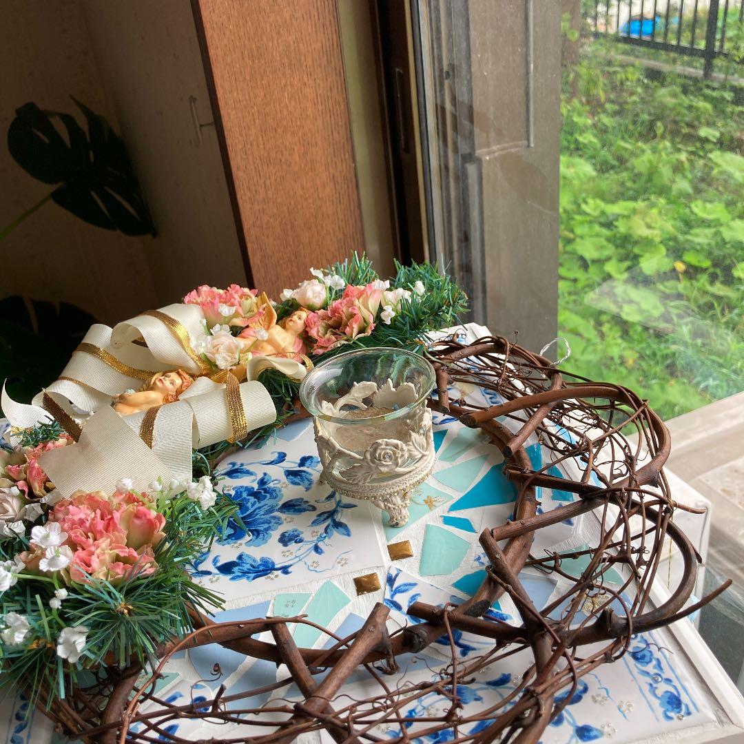 ホワイトローズキャンドルホルダー  花びん 小物入れ  ヴィンテージレア物