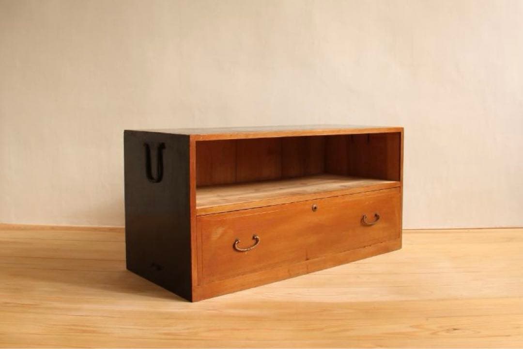 収納棚　2段　木製　古道具　古家具　ビンテージ　レトロ　ナチュラル