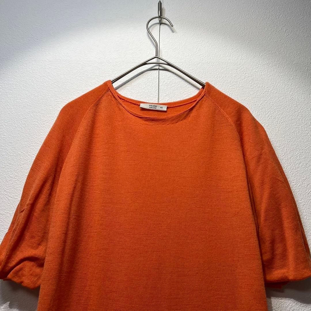 希少 プラダ 上質 ウール デザイン 半袖 ニット チュニック ワンピース 40