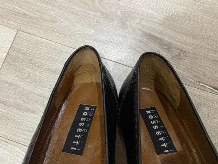 フラテッリ　ロセッティ　ローファー　リザード　黒　純正シューツリー付き