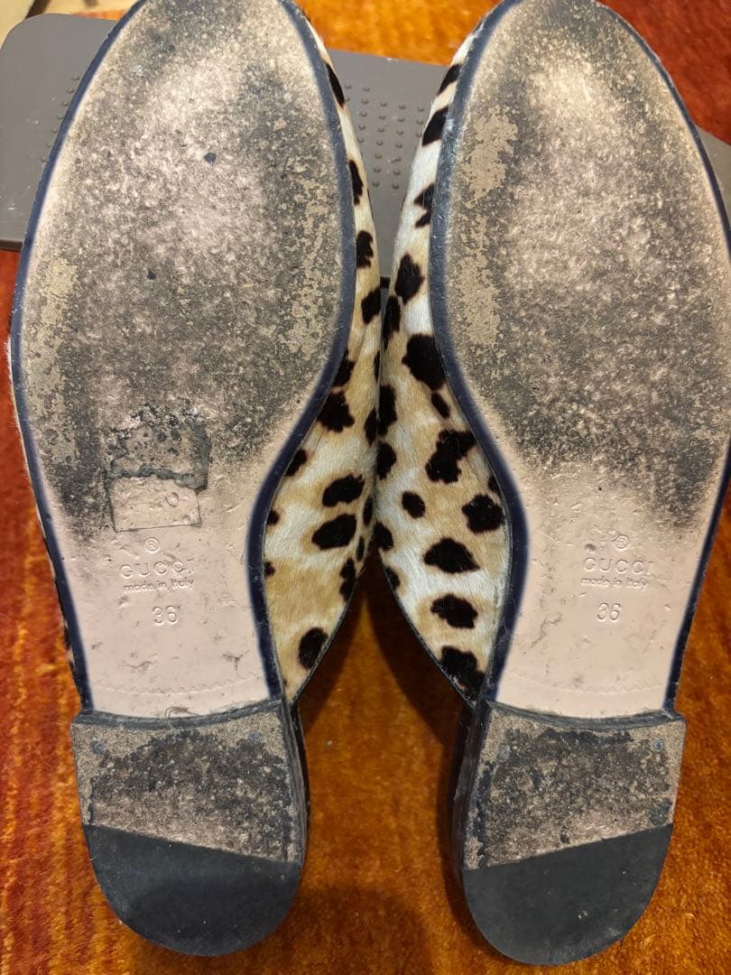 GUCCI グッチ サンダル ホースビット ハラコ　ヒョウ柄　ファー ミュール