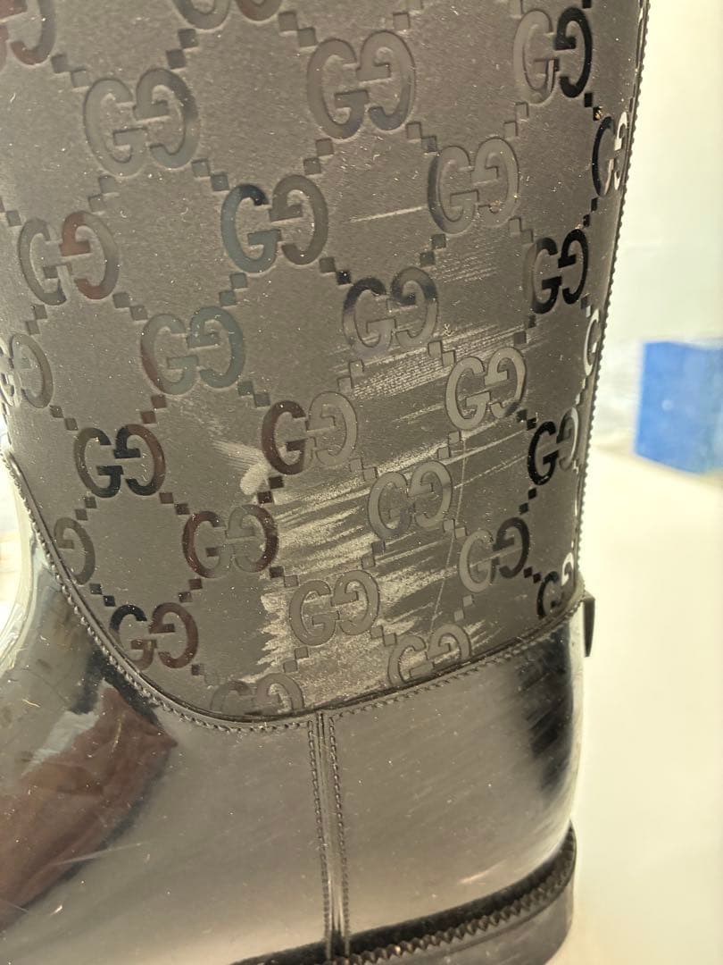 pigret ブラックラバーブーツ GGロゴ