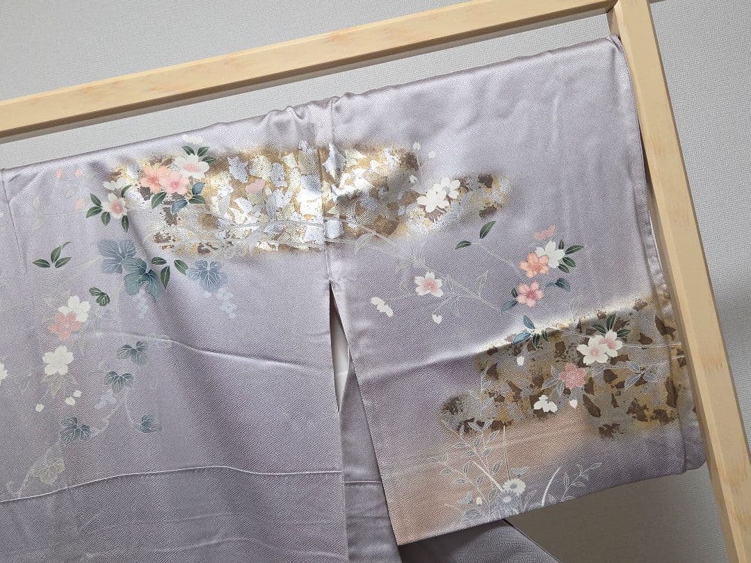 D 京友禅 季節の花々 金銀彩 桜 菊 桔梗 袷 正絹 訪問着 着物