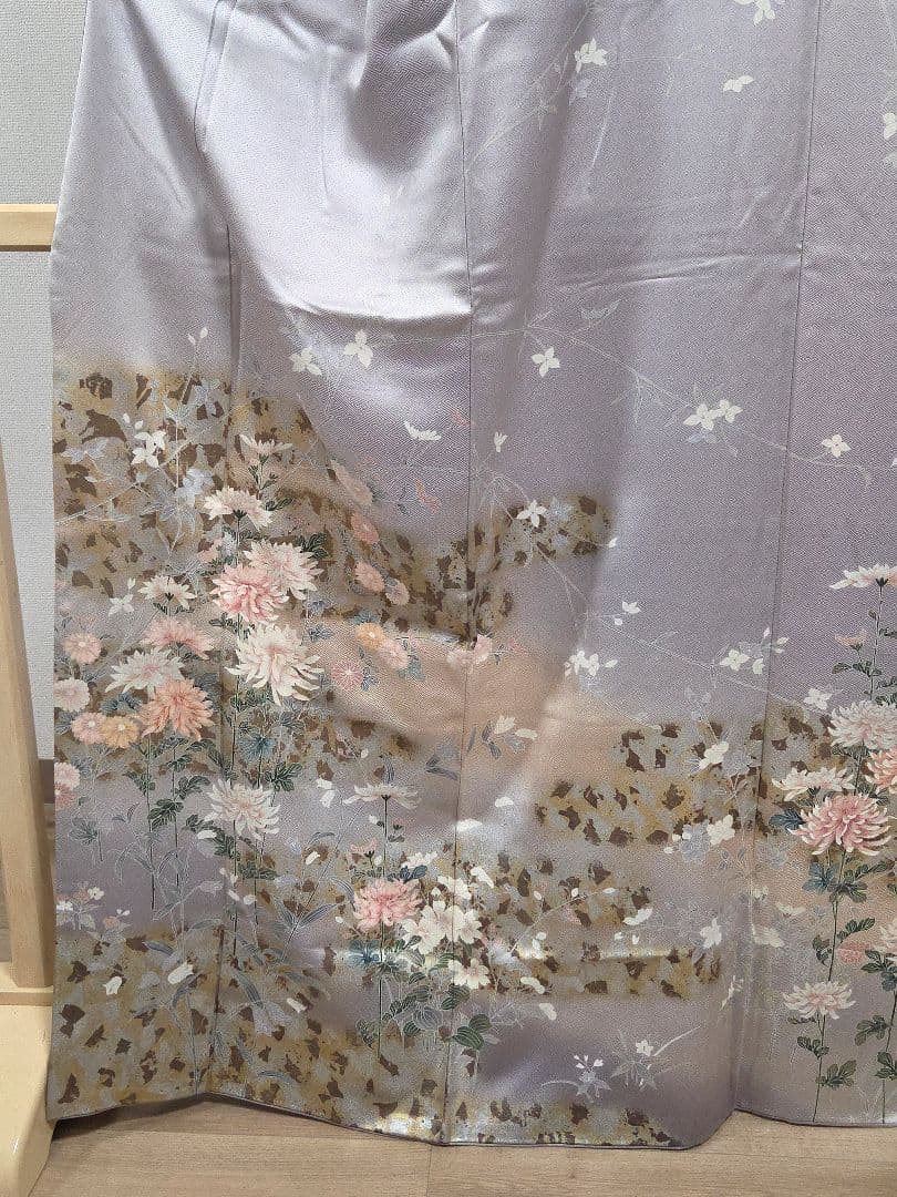 D 京友禅 季節の花々 金銀彩 桜 菊 桔梗 袷 正絹 訪問着 着物