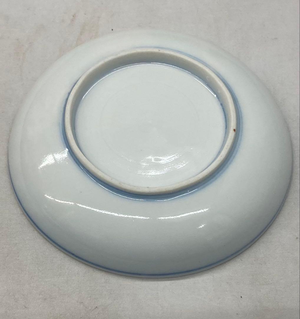 B558b 印判 兎に日の出 小皿 1枚　兎図　図変り　骨董　明治時代