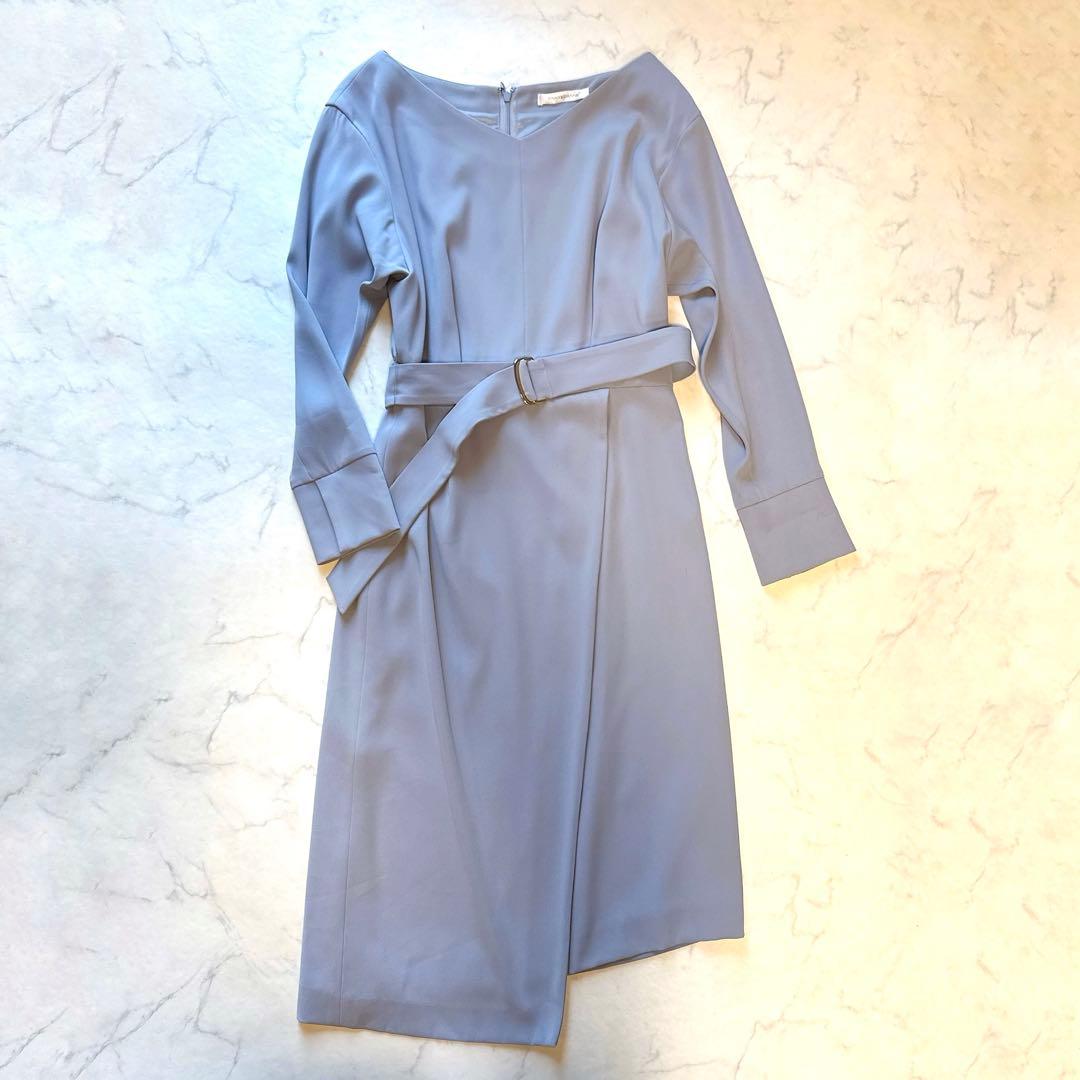 PINKY & DIANNE ダブルクロスアシンメトリーワンピース　ライトブルー