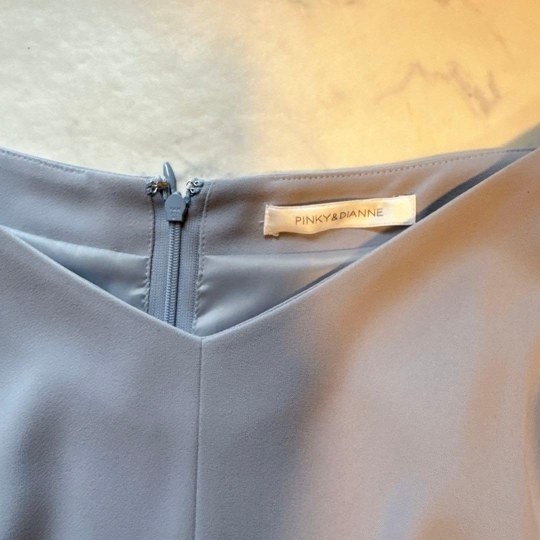 PINKY & DIANNE ダブルクロスアシンメトリーワンピース　ライトブルー