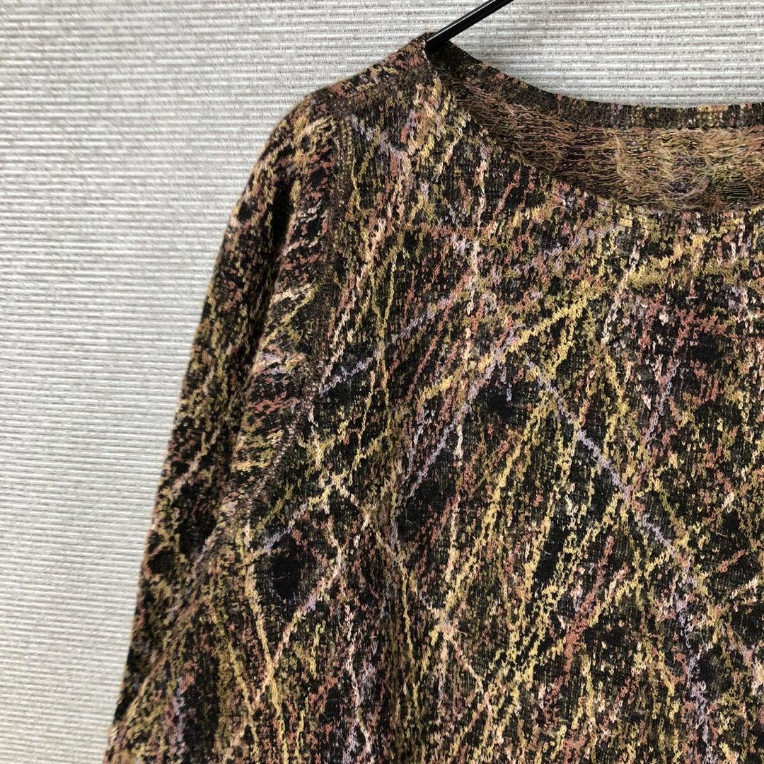 【美品】ヨーガンレール ウール 総柄 アシンメトリー長袖チュニックワンピース L